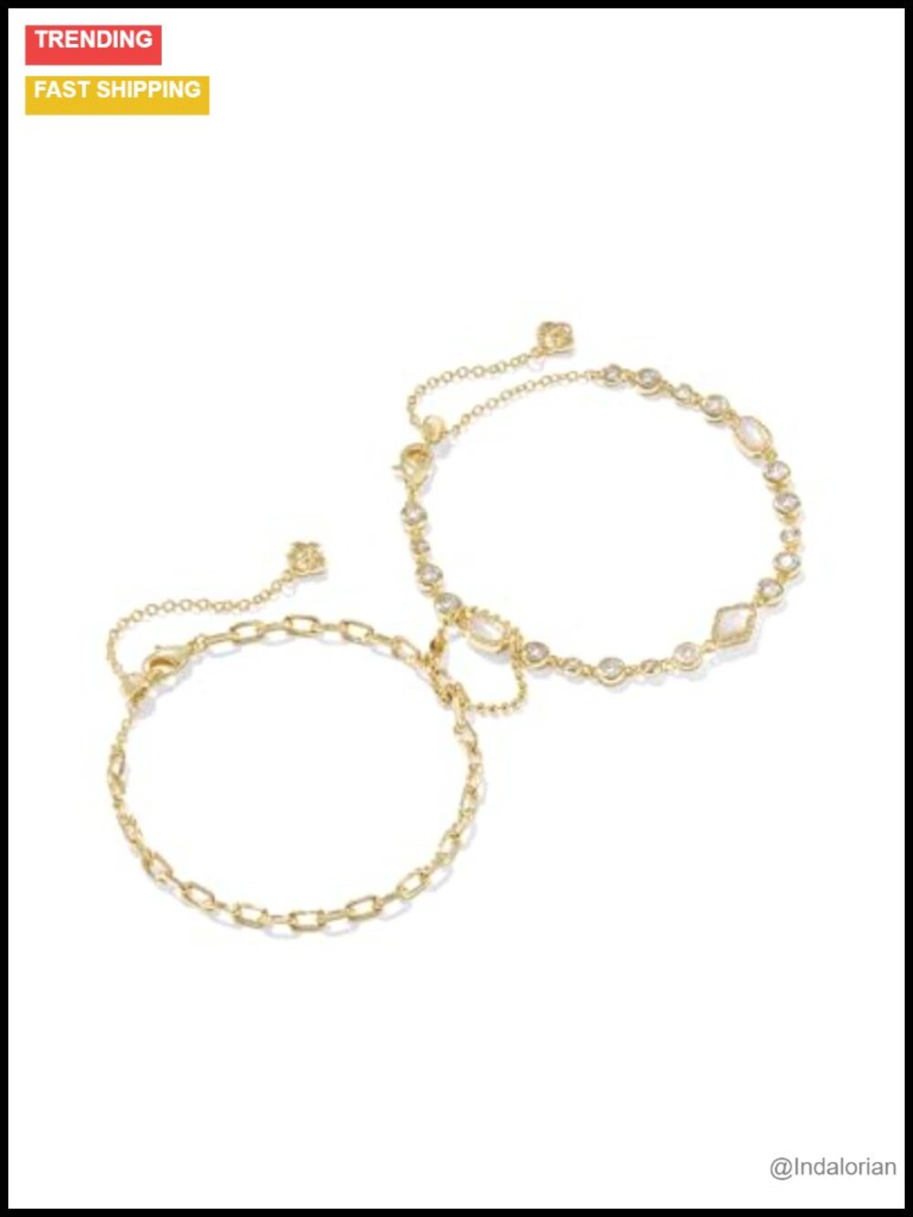 Kendra Scott Mini Elisa Abbie Set of 2 Gold-Plated Link Bracelets Adjustable